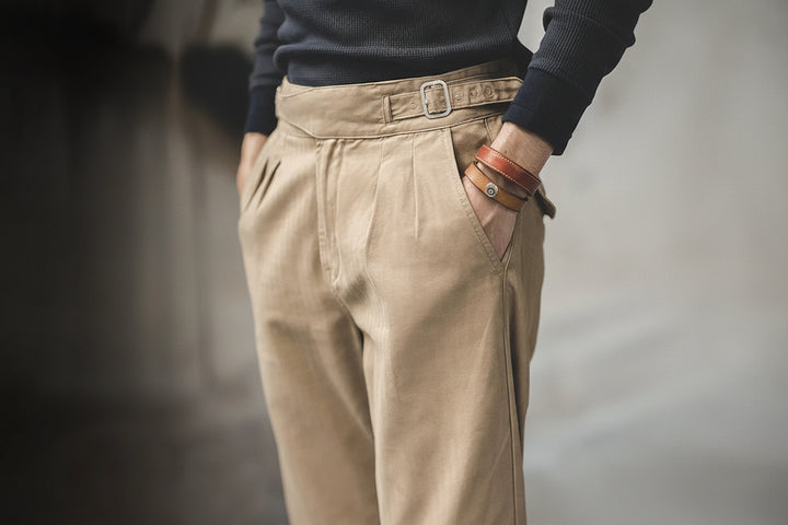  Men's High-Waist Cotton Gurkha Trousers