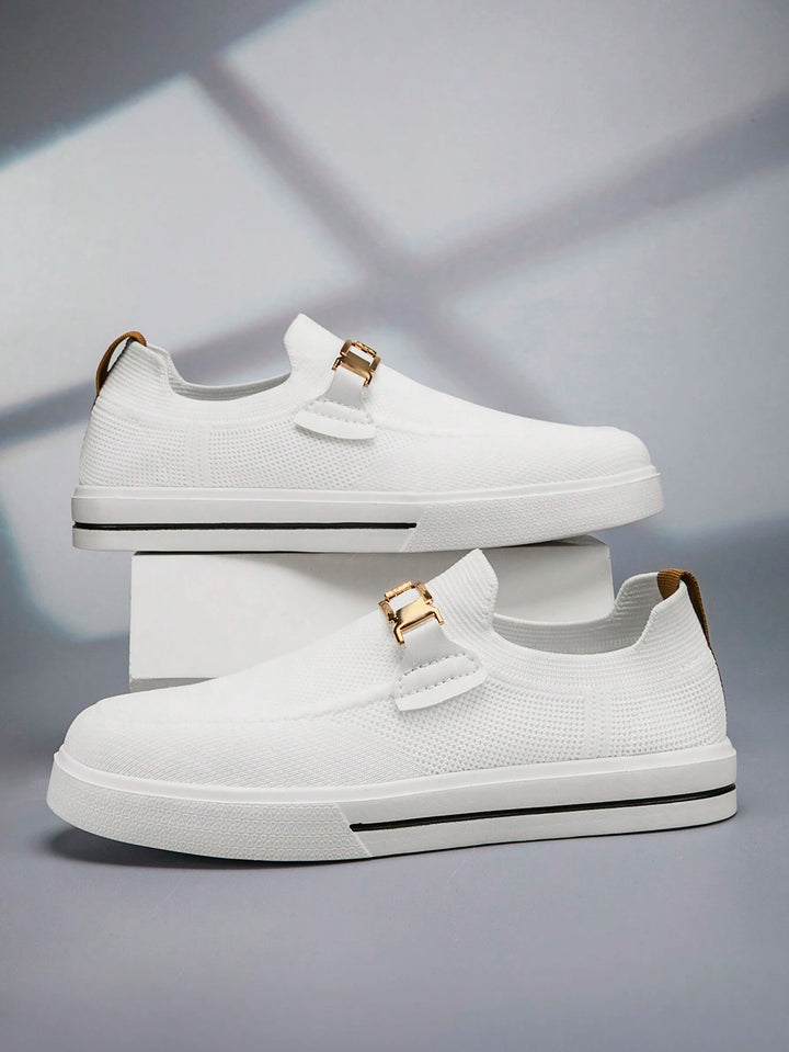  Men's Knit Buckle Slip On Sneakers