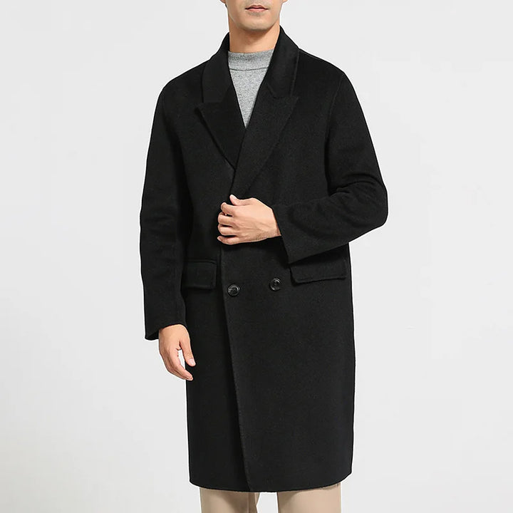 Mens Long Wool Blend Overcoat