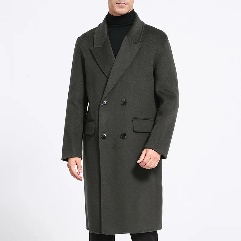 Mens Long Wool Blend Overcoat