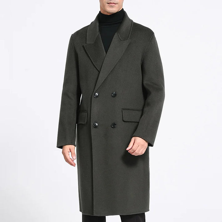 Mens Long Wool Blend Overcoat