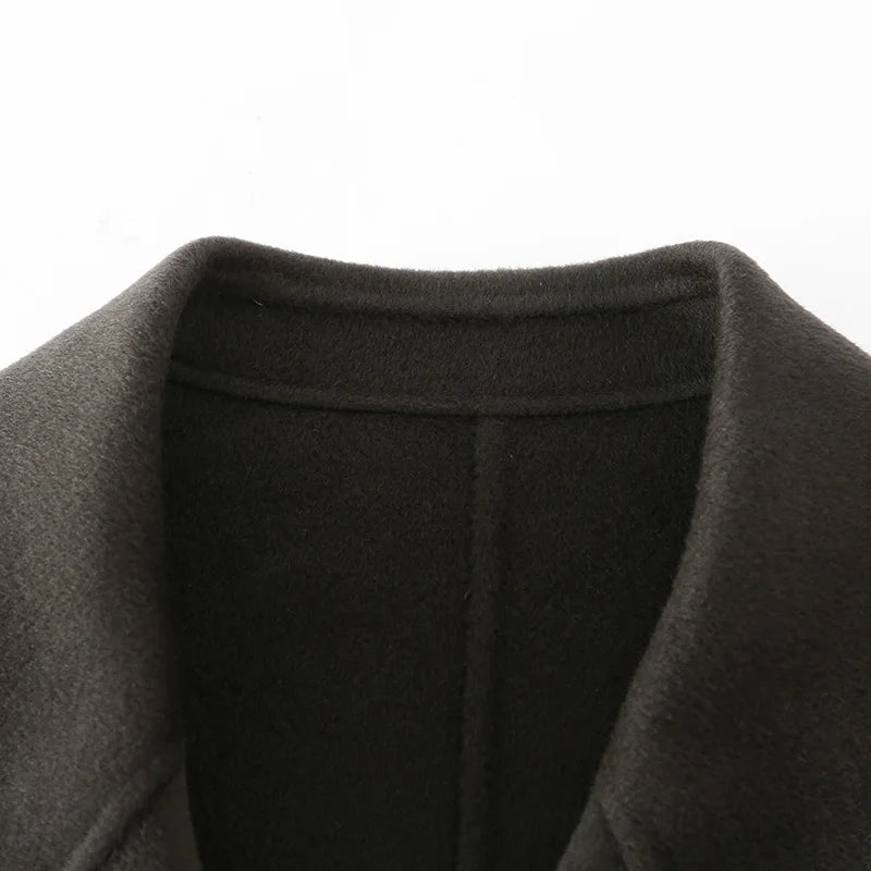 Mens Long Wool Blend Overcoat