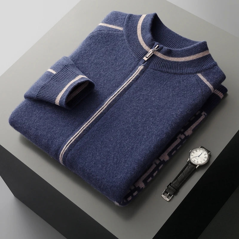  Mens Luxe Knit Zip-Up Cardigan