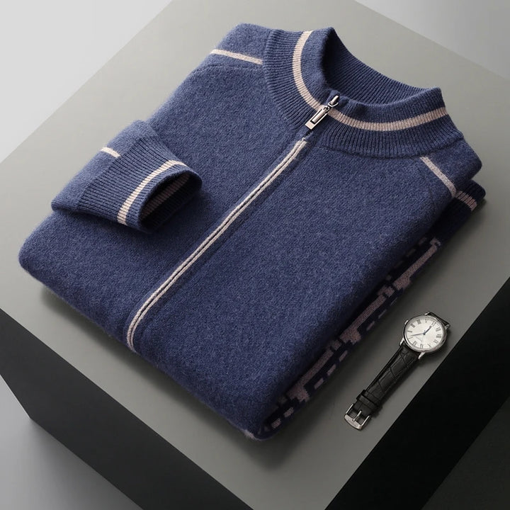 Mens Luxe Knit Zip-Up Cardigan