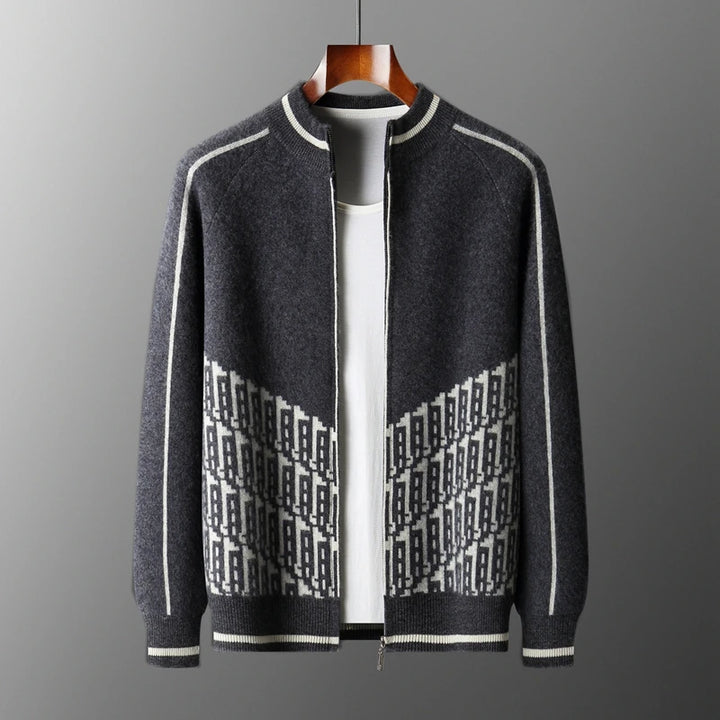  Mens Luxe Knit Zip-Up Cardigan