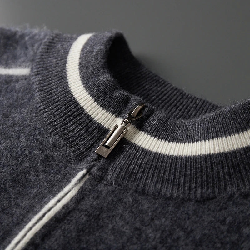  Mens Luxe Knit Zip-Up Cardigan