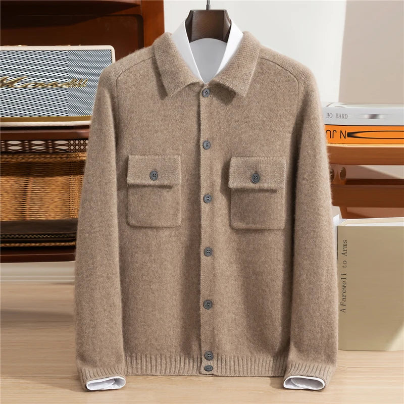 Mens Luxury Cashmere Shirt Cardigan