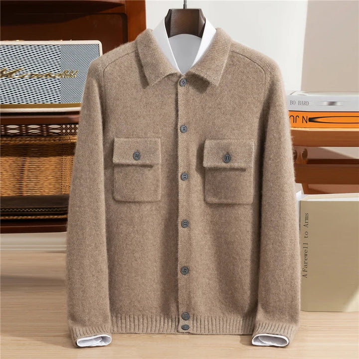 Mens Luxury Cashmere Shirt Cardigan
