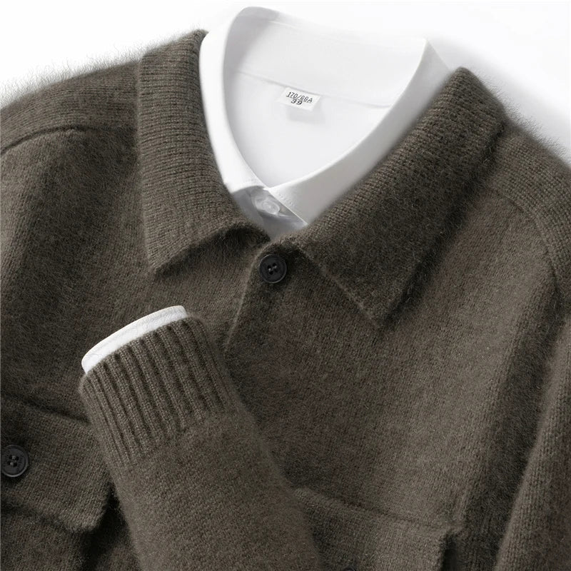Mens Luxury Cashmere Shirt Cardigan