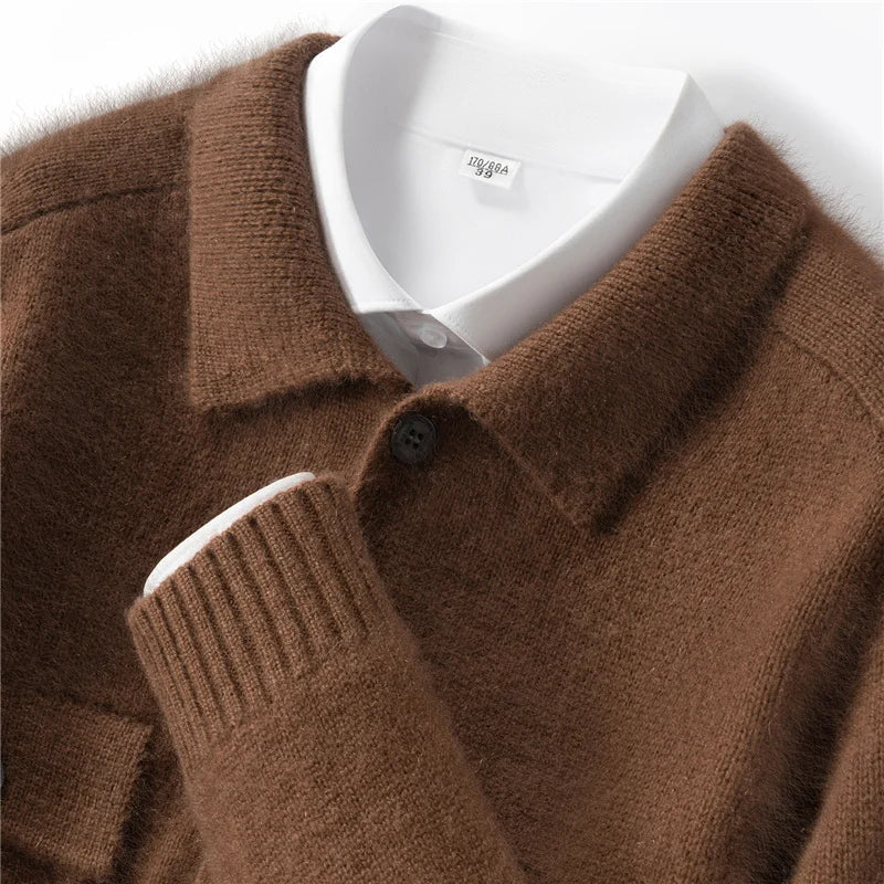 Mens Luxury Cashmere Shirt Cardigan