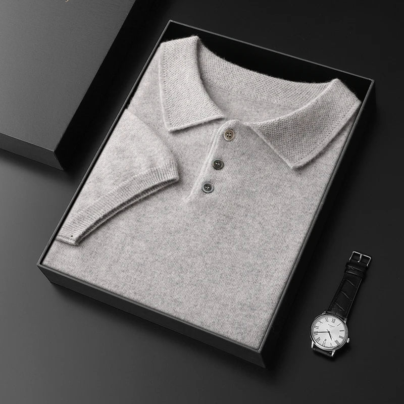  Men's Short Sleeve Knit Polo Shirt