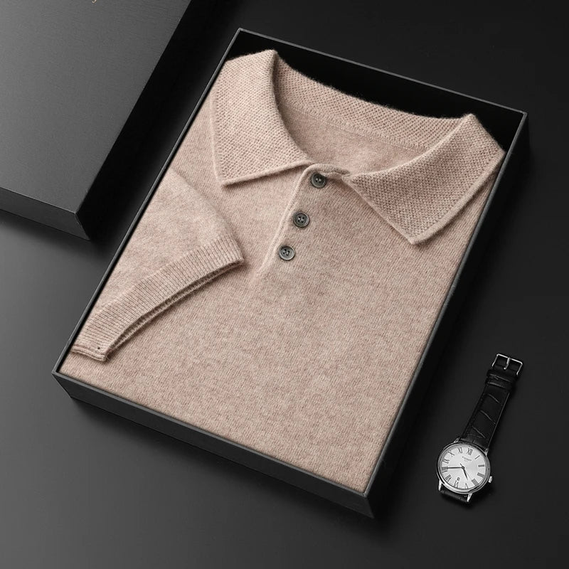  Men's Short Sleeve Knit Polo Shirt