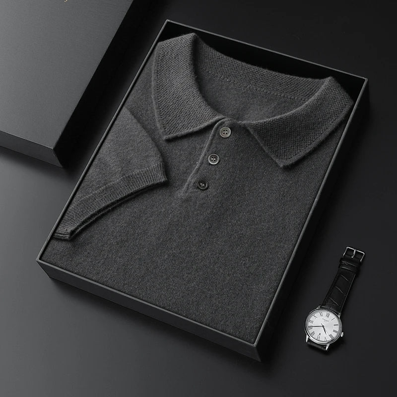  Men's Short Sleeve Knit Polo Shirt