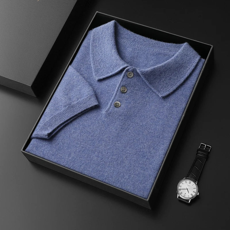  Men's Short Sleeve Knit Polo Shirt