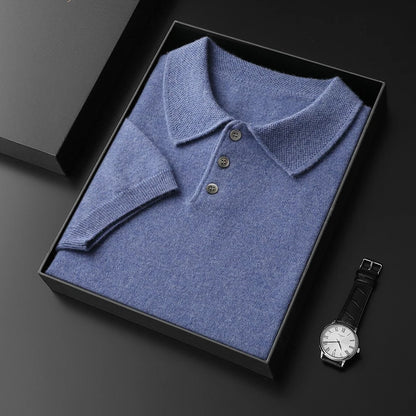  Men's Short Sleeve Knit Polo Shirt