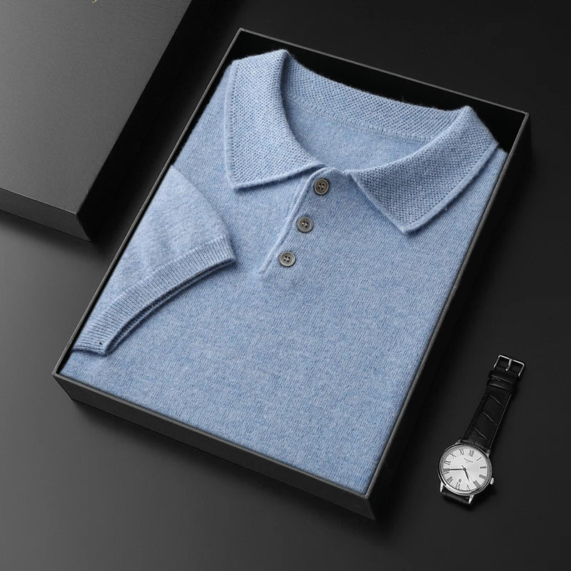  Men's Short Sleeve Knit Polo Shirt