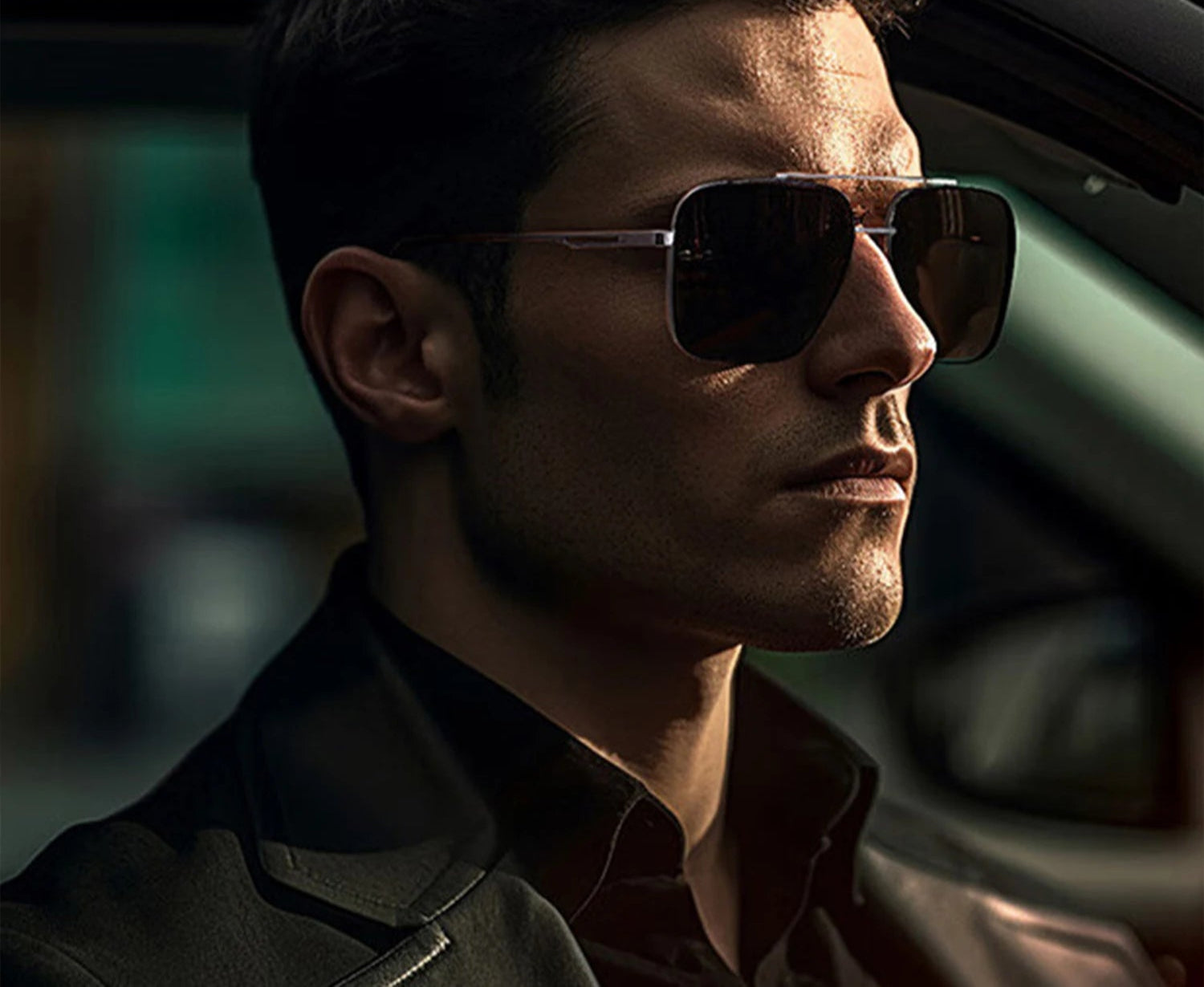 Men's Square Aviator Polarized Sunglasses