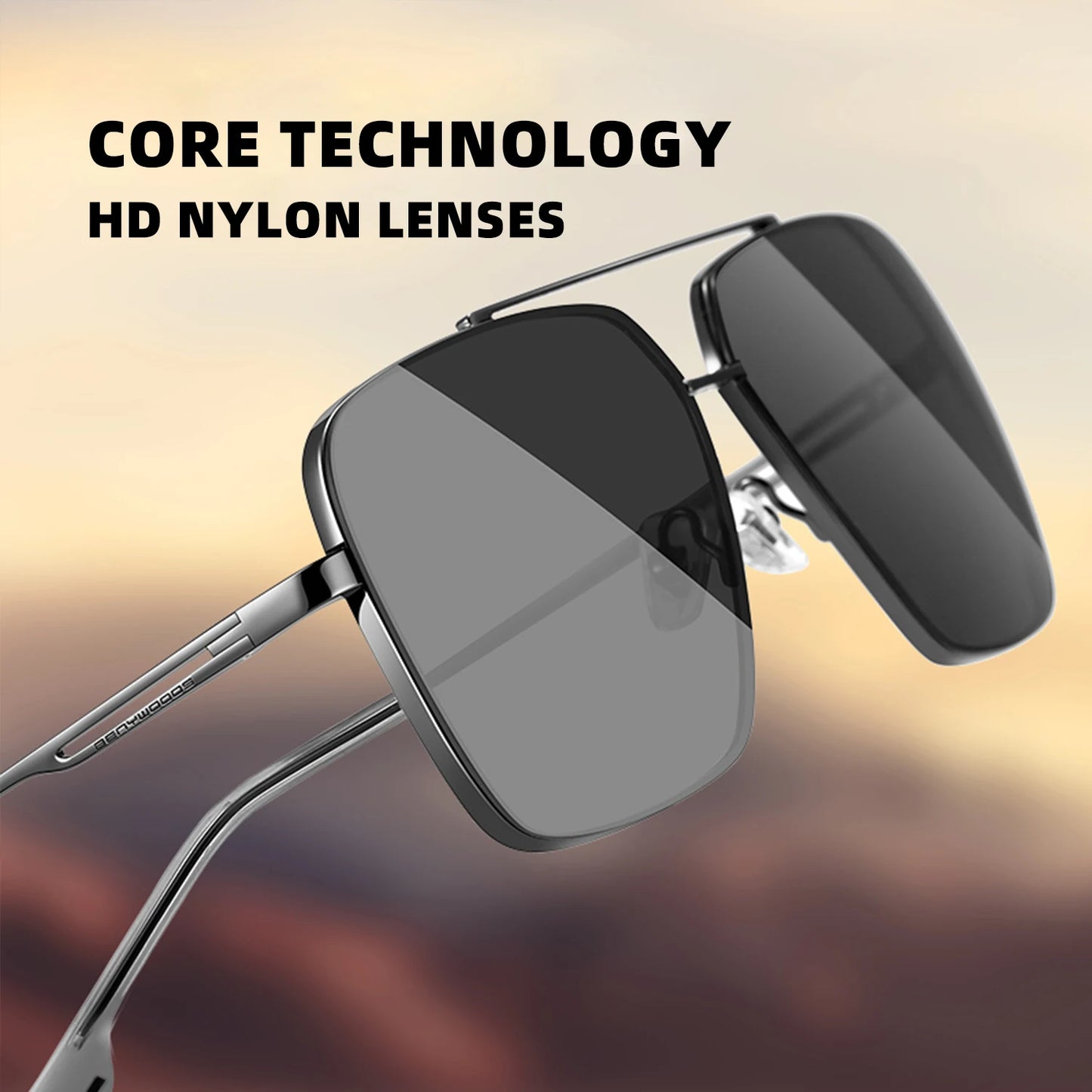Men's Square Aviator Polarized Sunglasses