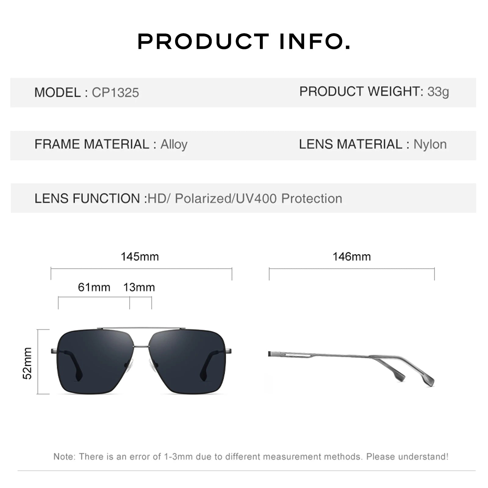 Men's Square Aviator Polarized Sunglasses