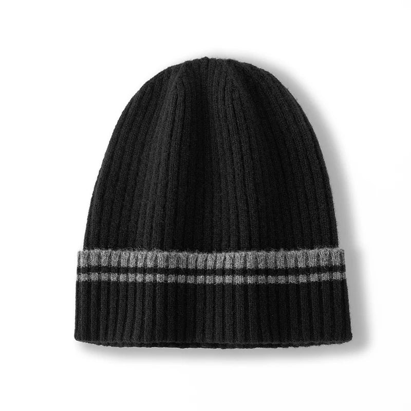  Men's Striped Cashmere Beanie Hat