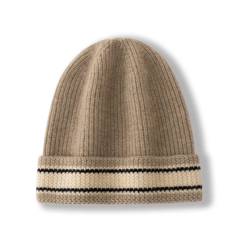 Men's Striped Pure Cashmere Beanie Hat
