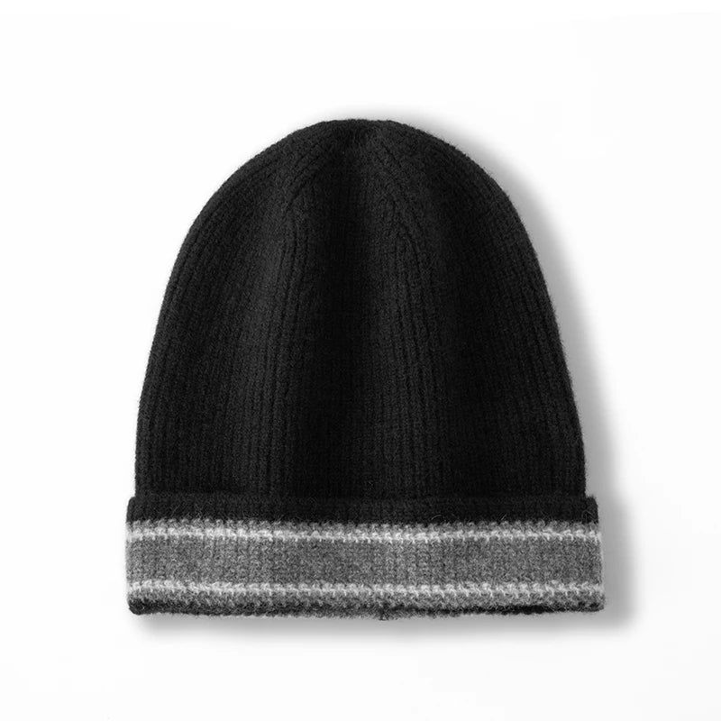 Men's Striped Pure Cashmere Beanie Hat