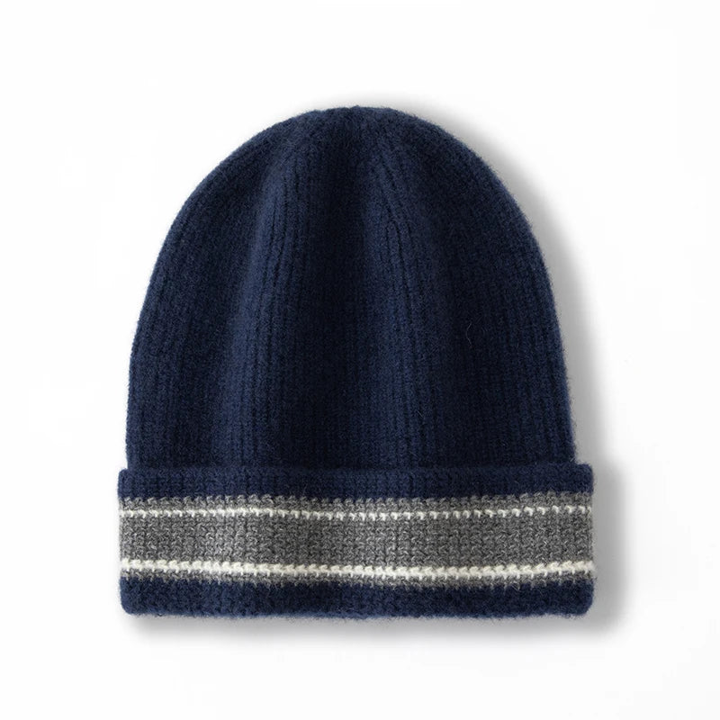 Men's Striped Pure Cashmere Beanie Hat