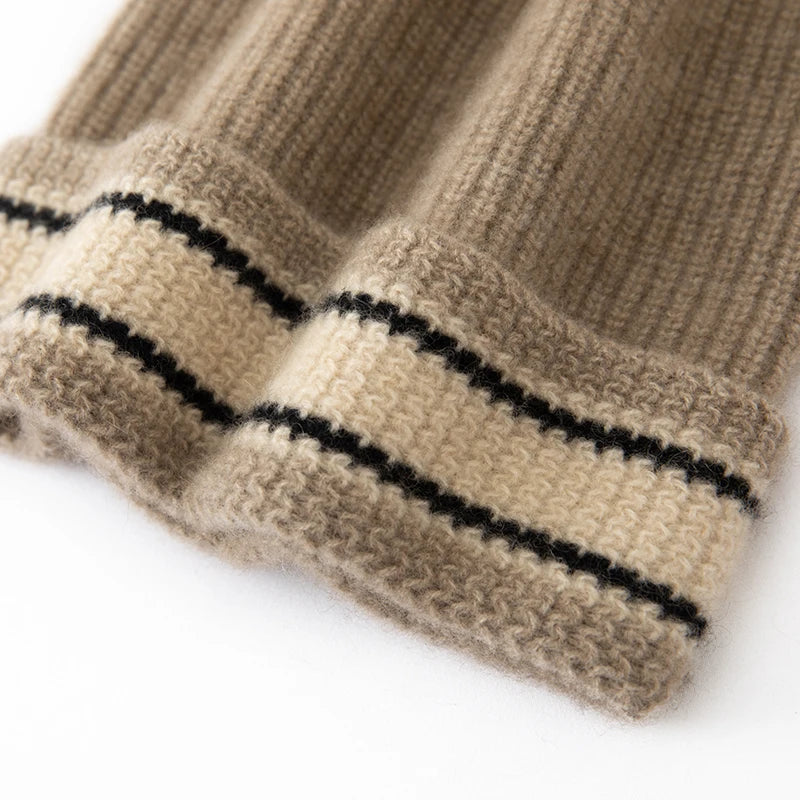 Men's Striped Pure Cashmere Beanie Hat