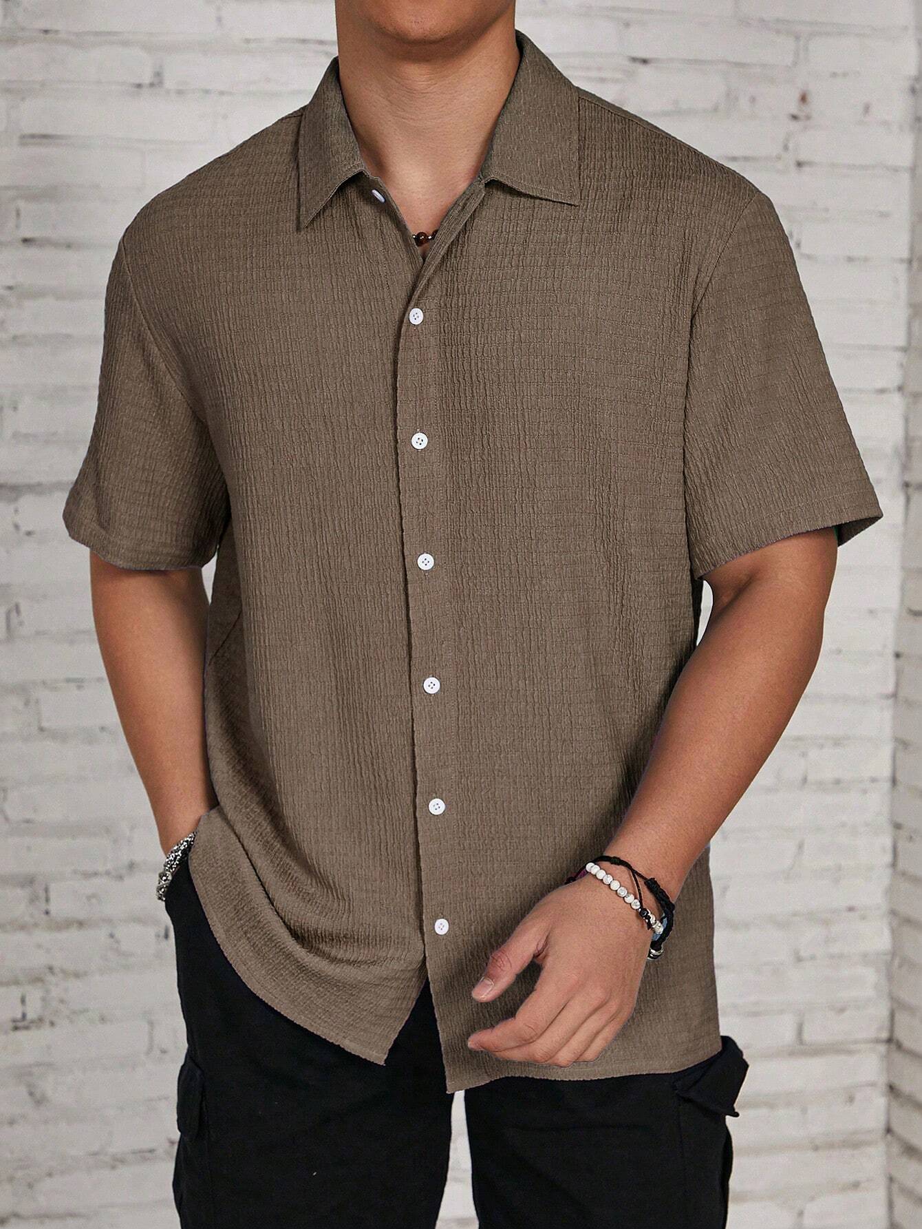 Men's Textured Camp Collar Shirt