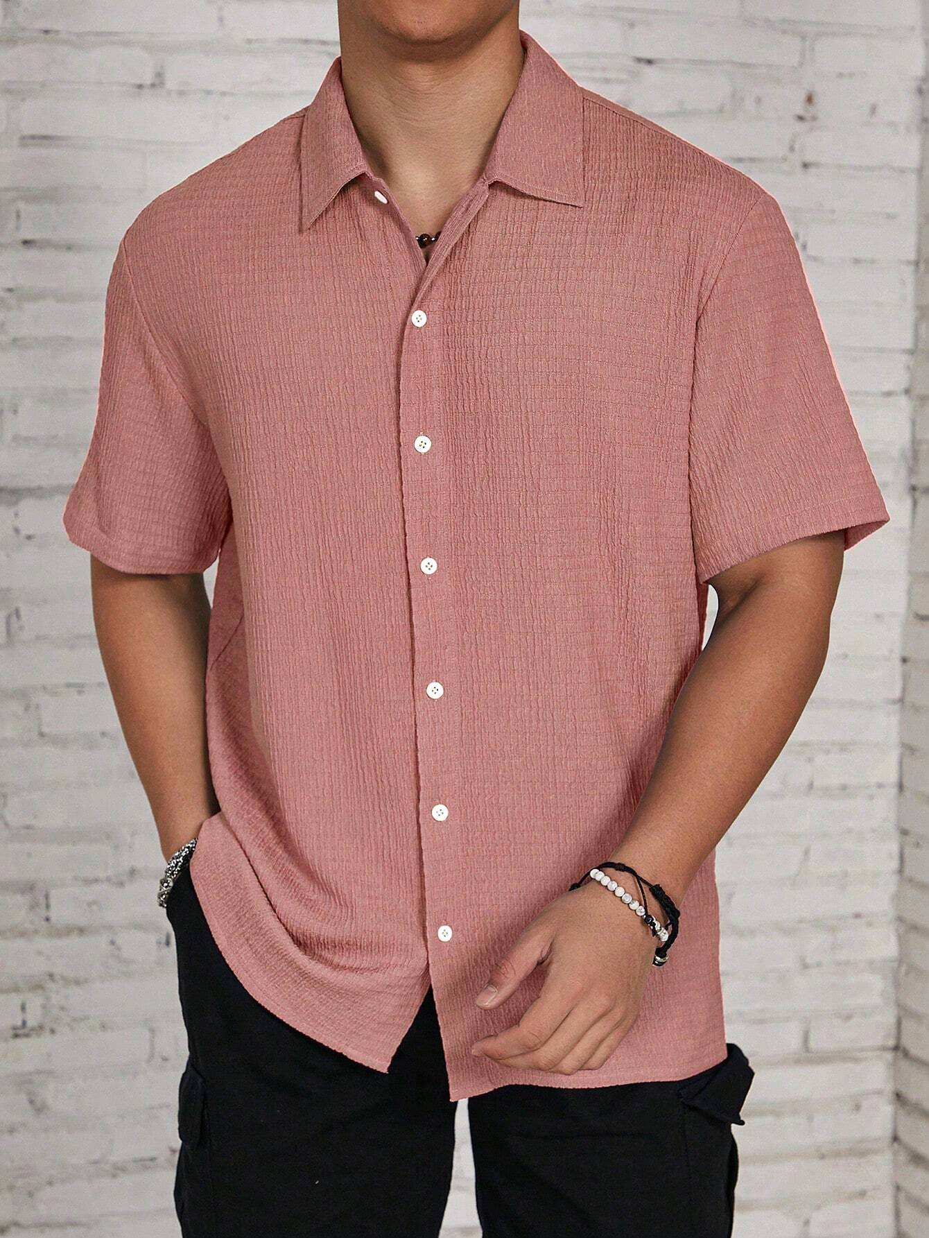 Men's Textured Camp Collar Shirt