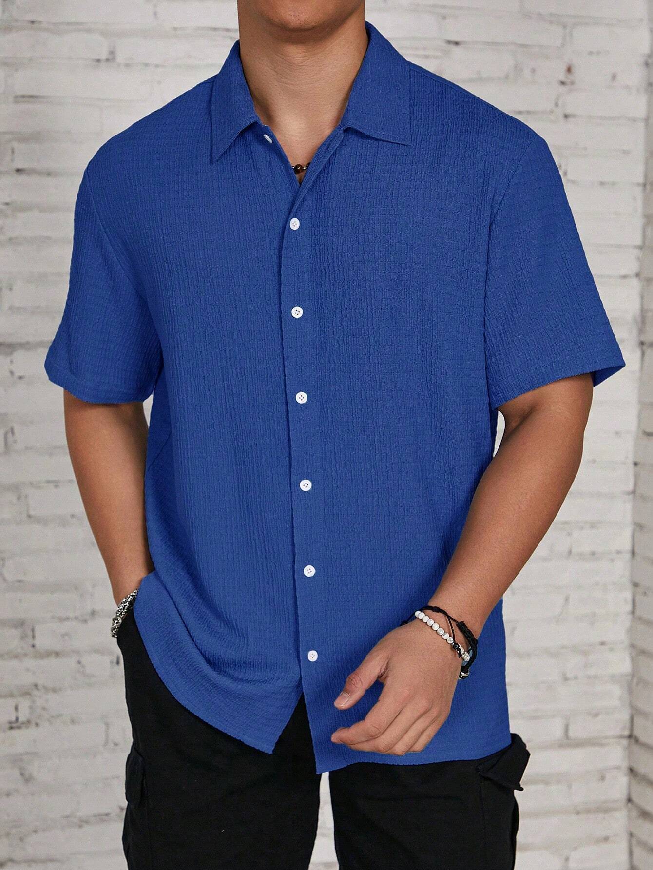 Men's Textured Camp Collar Shirt