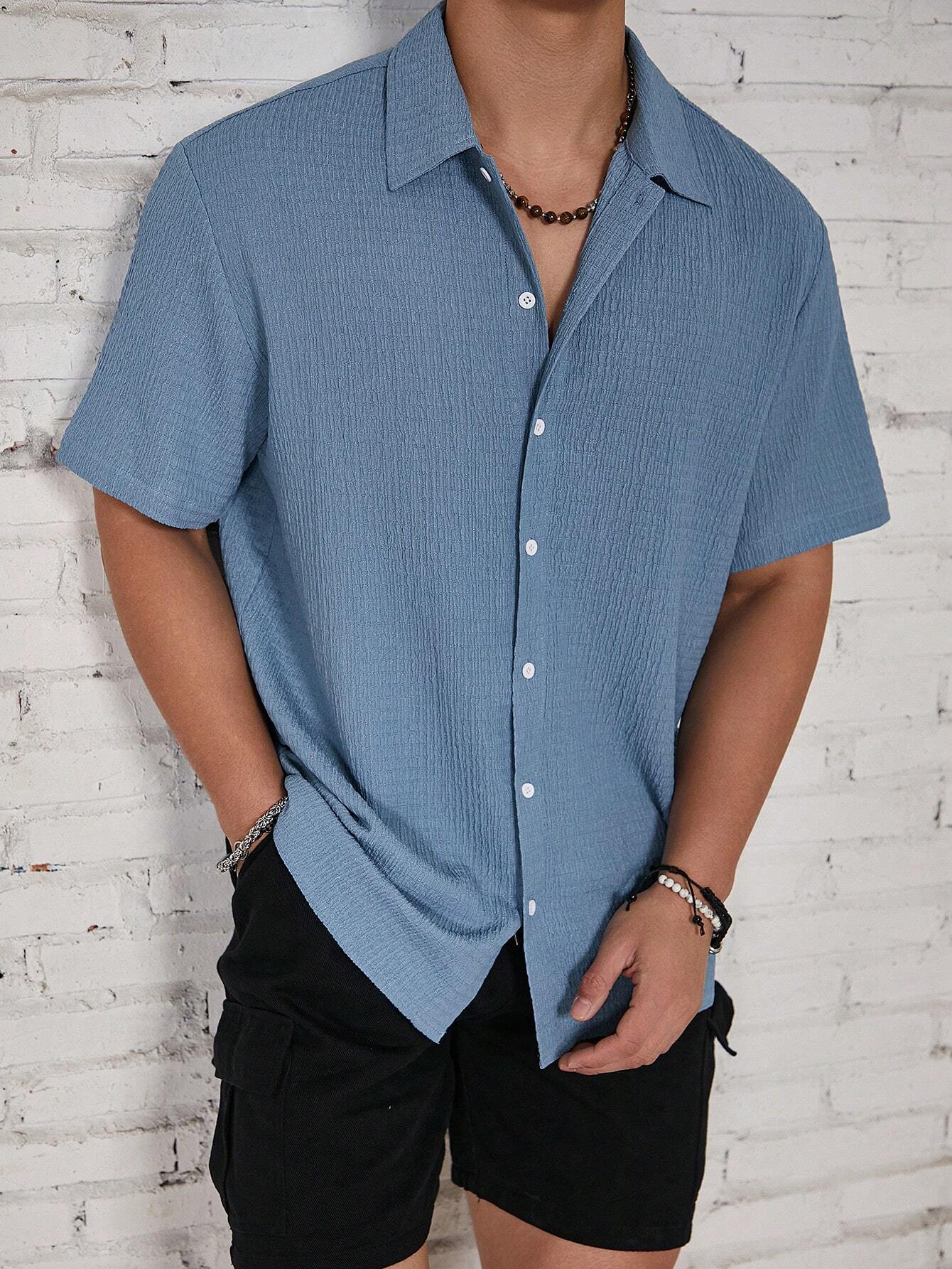 Men's Textured Camp Collar Shirt