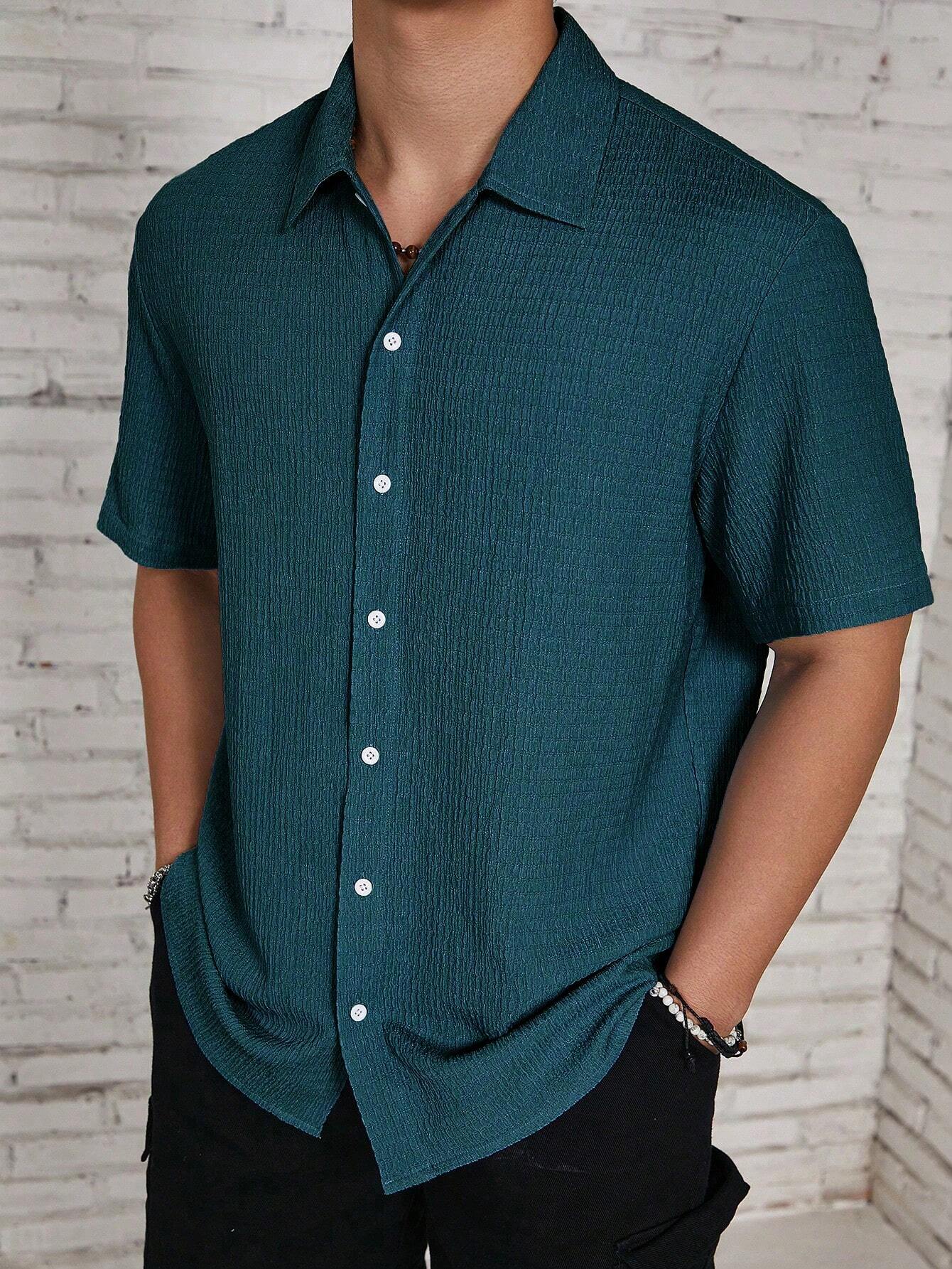 Men's Textured Camp Collar Shirt