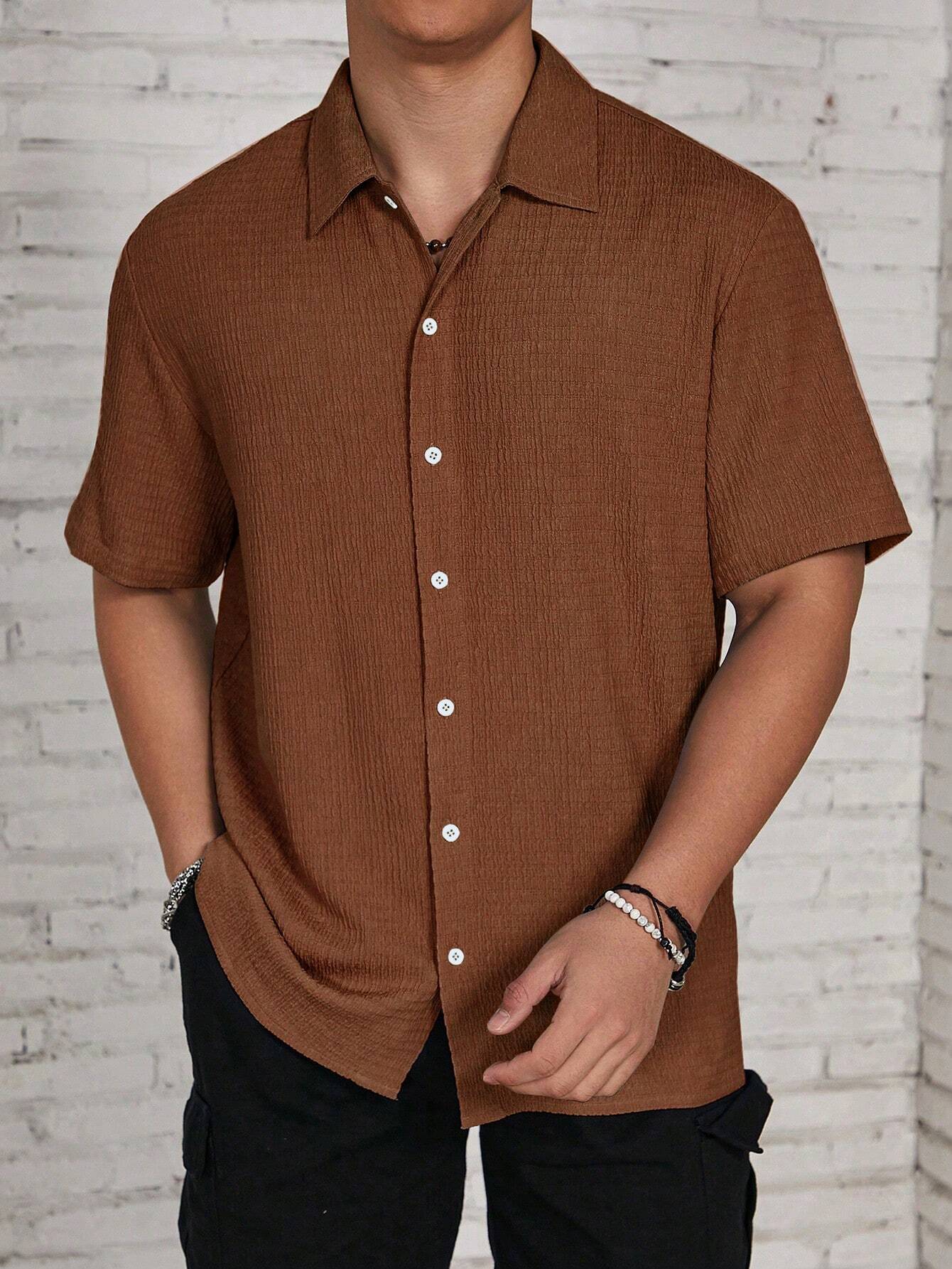 Men's Textured Camp Collar Shirt