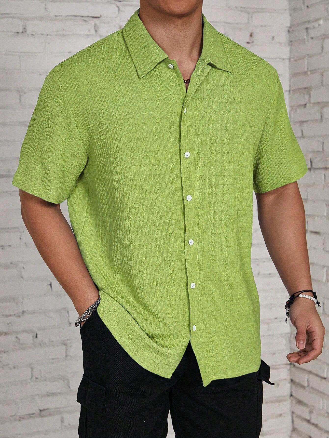 Men's Textured Camp Collar Shirt