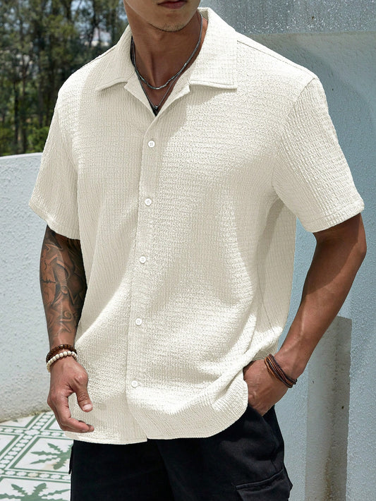 Men's Textured Camp Collar Shirt