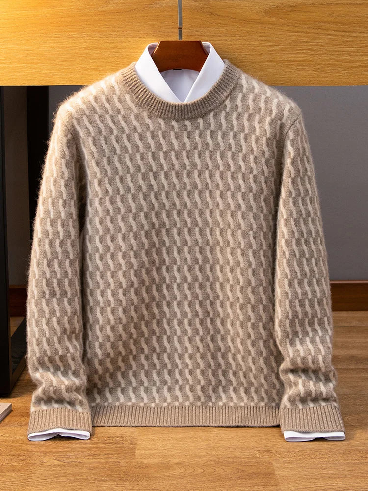 Mens Textured Cashmere Crewneck Sweater
