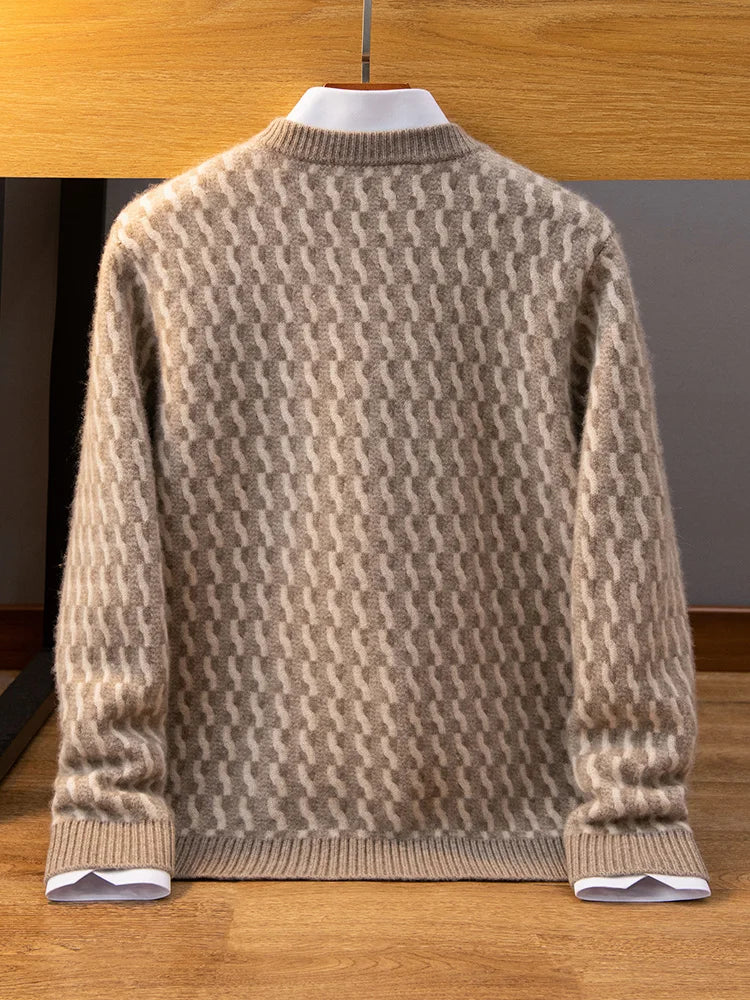 Mens Textured Cashmere Crewneck Sweater