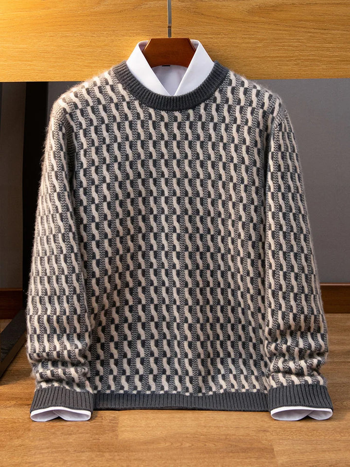 Mens Textured Cashmere Crewneck Sweater