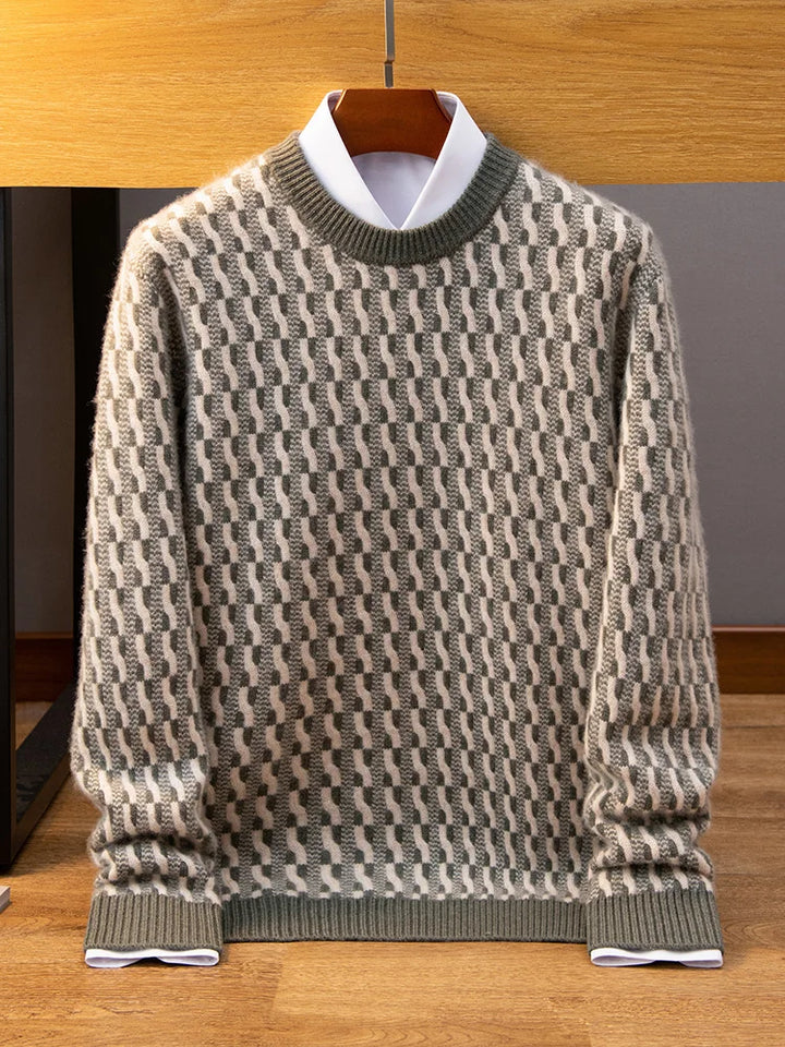 Mens Textured Cashmere Crewneck Sweater