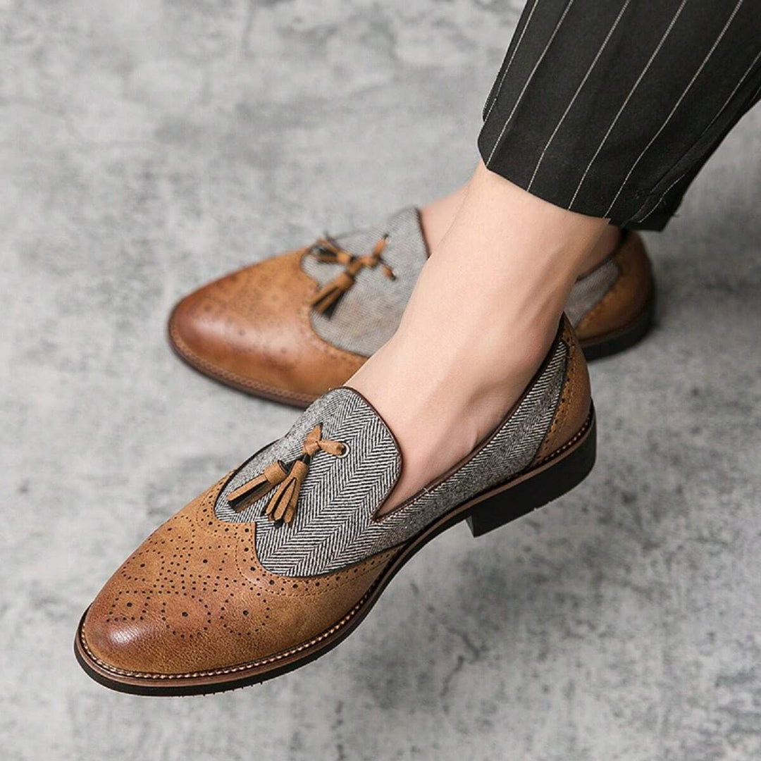  Men's Two Tone Wingtip Tassel Loafers