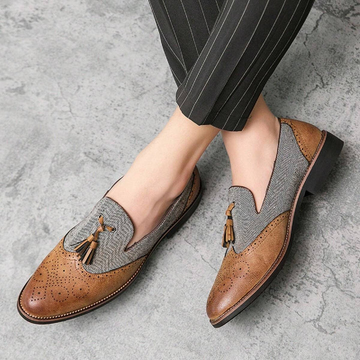  Men's Two Tone Wingtip Tassel Loafers