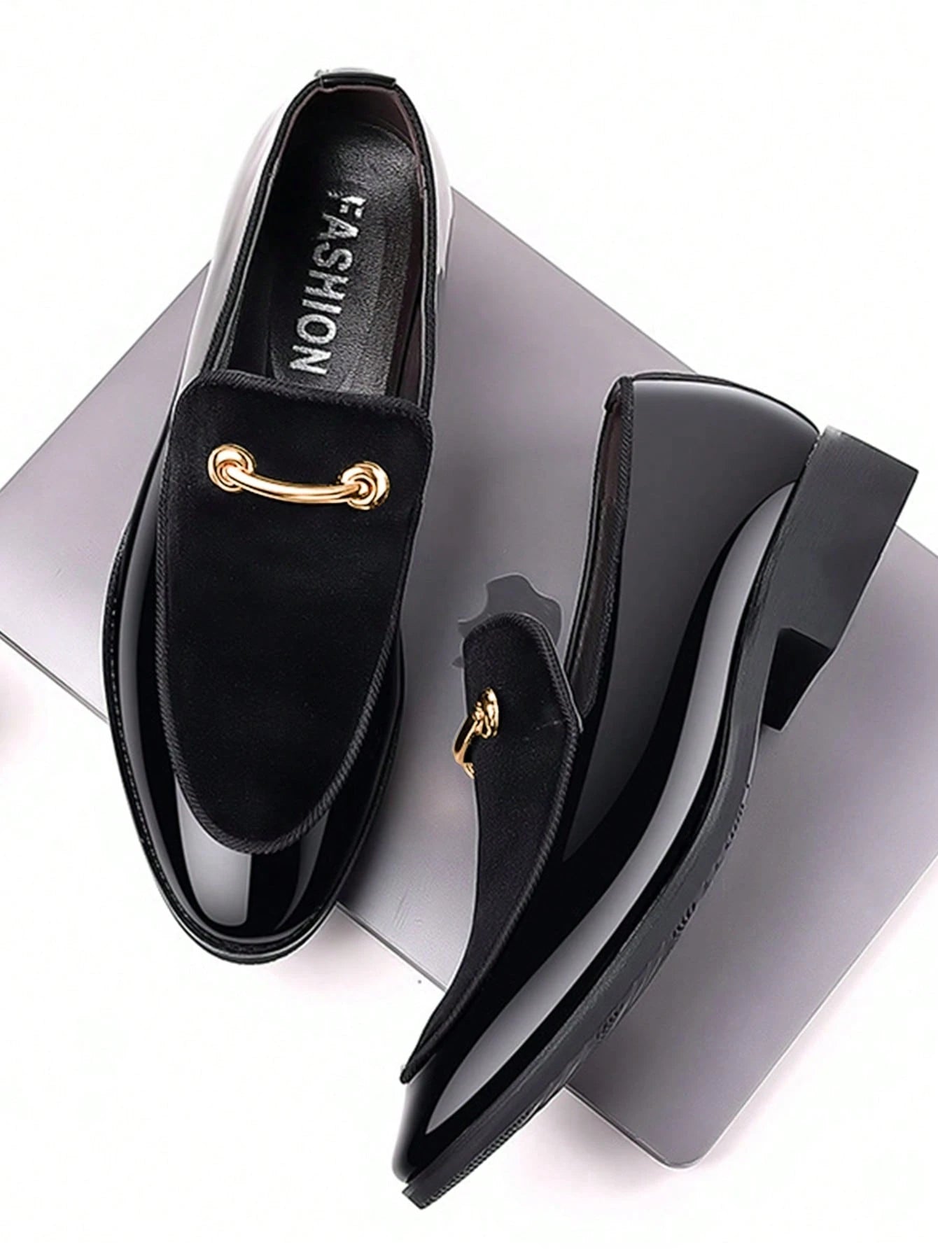  Men's Velvet Patent Formal Loafers