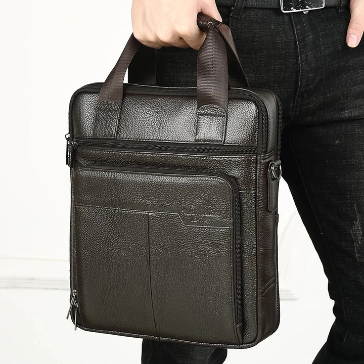 Men's Vertical Leather Messenger Bag