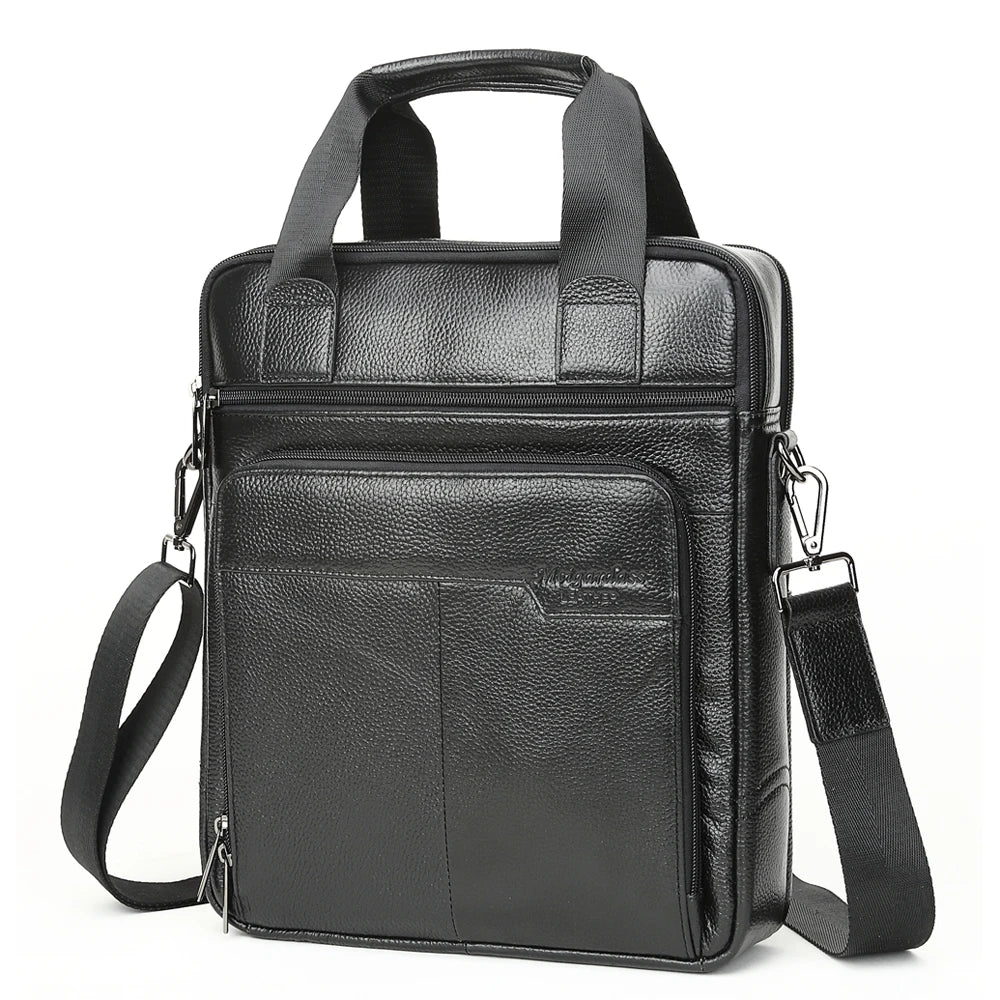 Men's Vertical Leather Messenger Bag