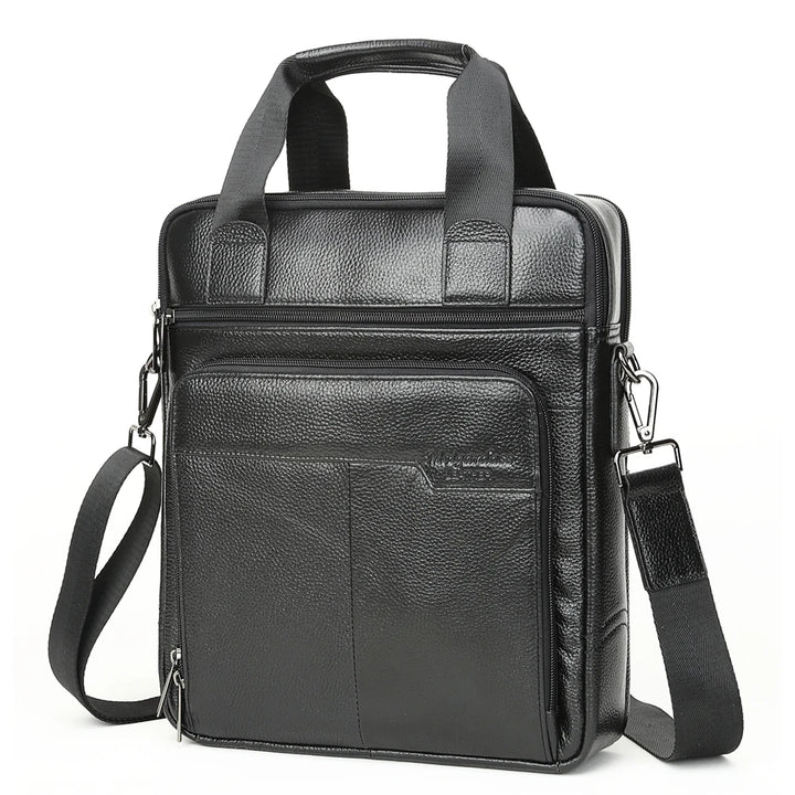 Men's Vertical Leather Messenger Bag