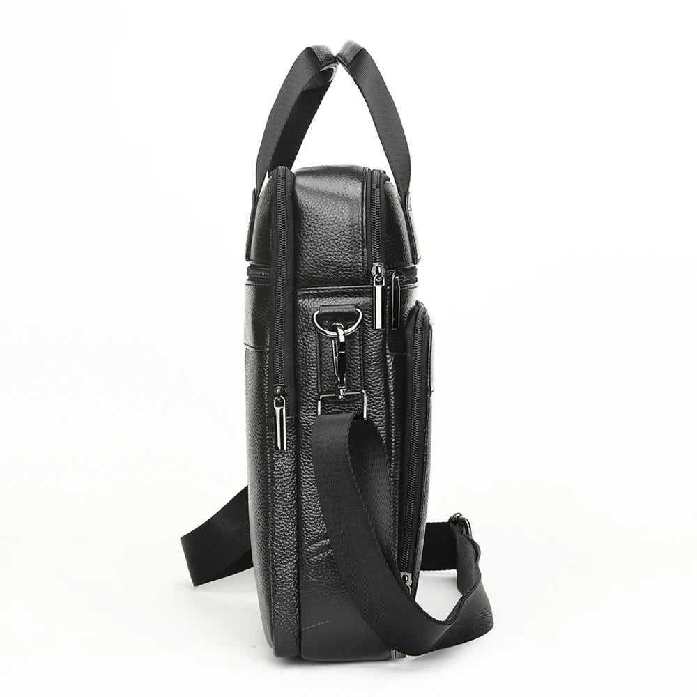 Men's Vertical Leather Messenger Bag