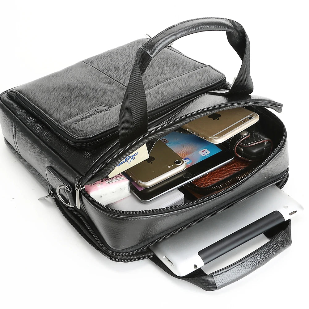 Men's Vertical Leather Messenger Bag