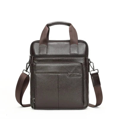 Men's Vertical Leather Messenger Bag