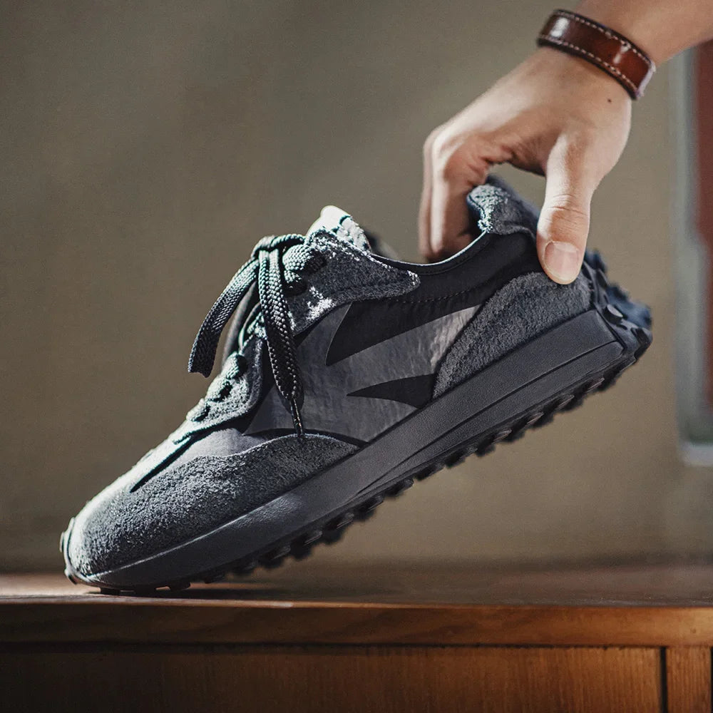  Men's Vintage Black Suede Chunky Sneakers